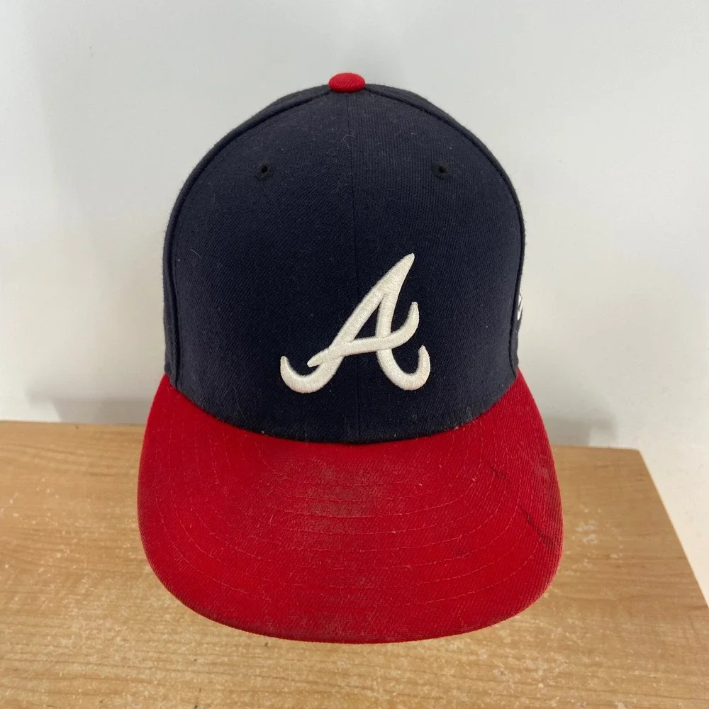 New Era 59FIFTY Atlanta Braves MLB Authentic Collection Fitted Hat 7 1/4 Navy